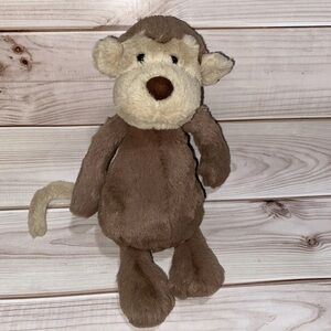 Jellycat London Bashful Monkey Retired Soft Small 8” Stuffed Animal Brown Plush